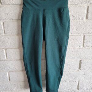 Pop Fit Capri Yoga Pants Leggings Sz S Green Side Pockets